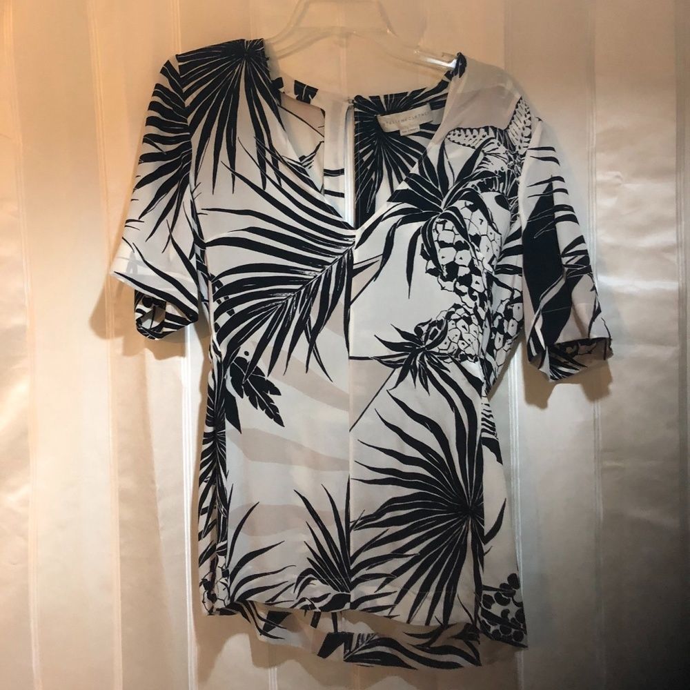 Stella McCartney Top Tunic White/Black  Silk  42 8